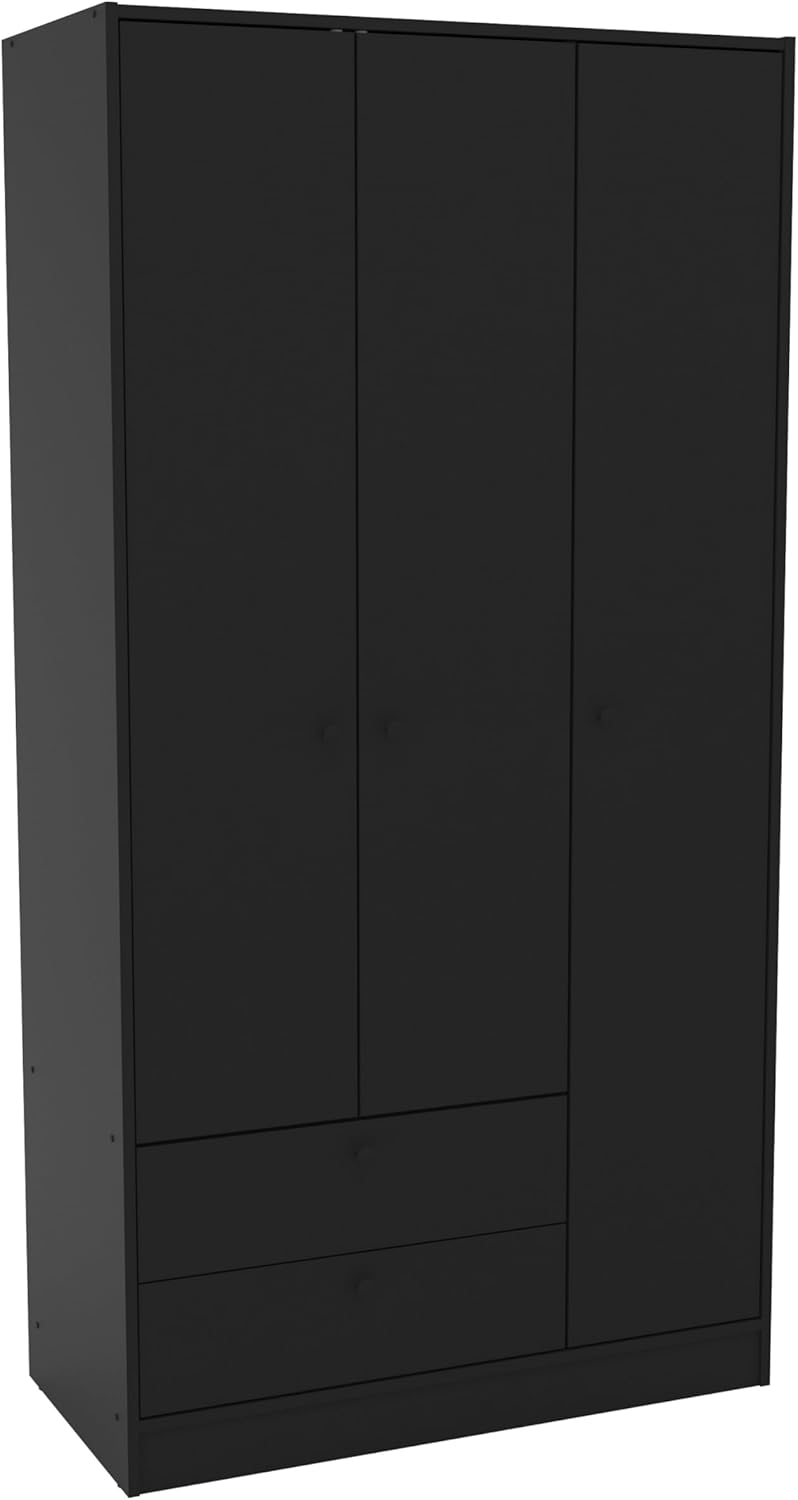 Black 3-Door 2-Drawer Wardrobe D26506