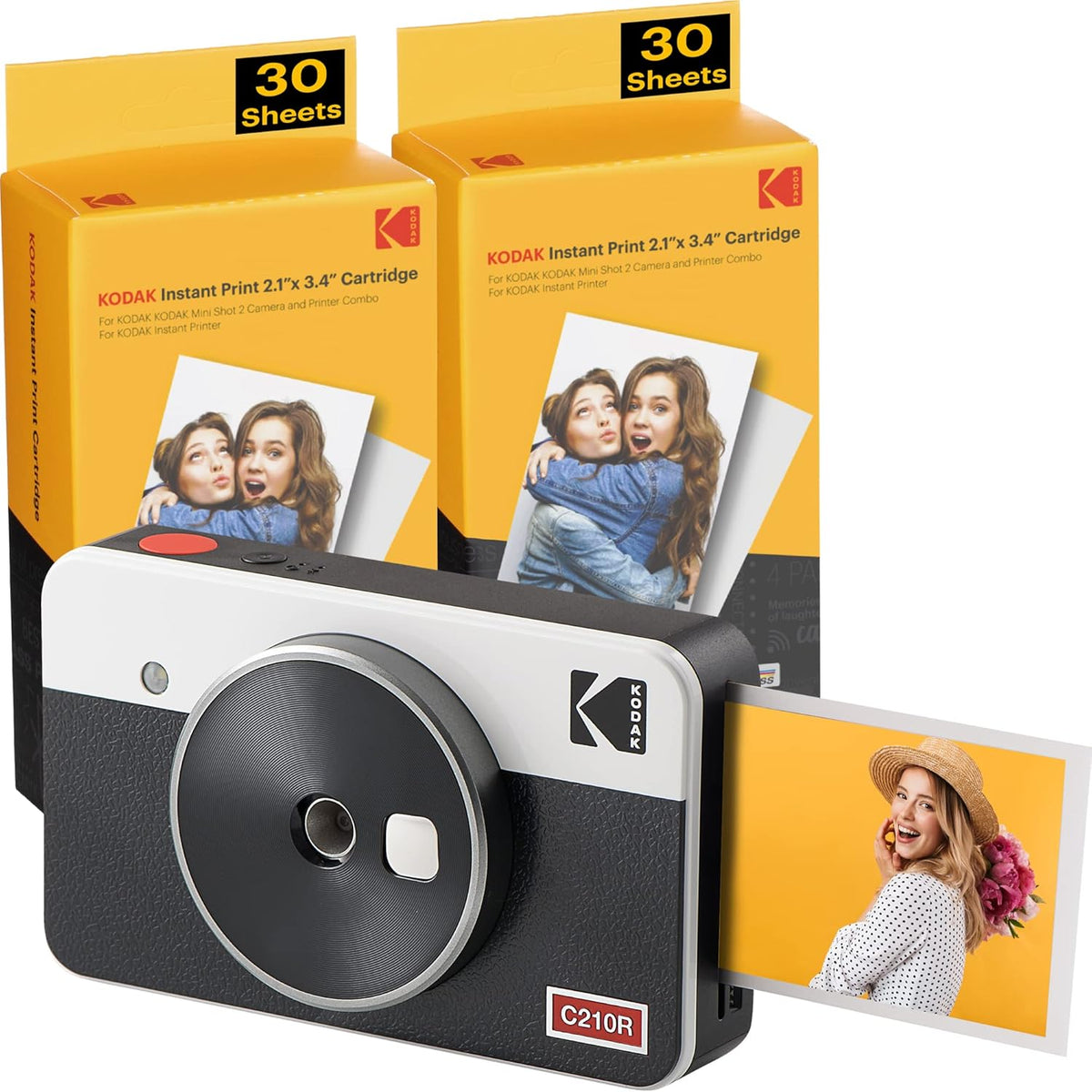 Portable Wireless Instant Camera & Photo Printer, 68-Sheet Bundle, Yellow Z26006
