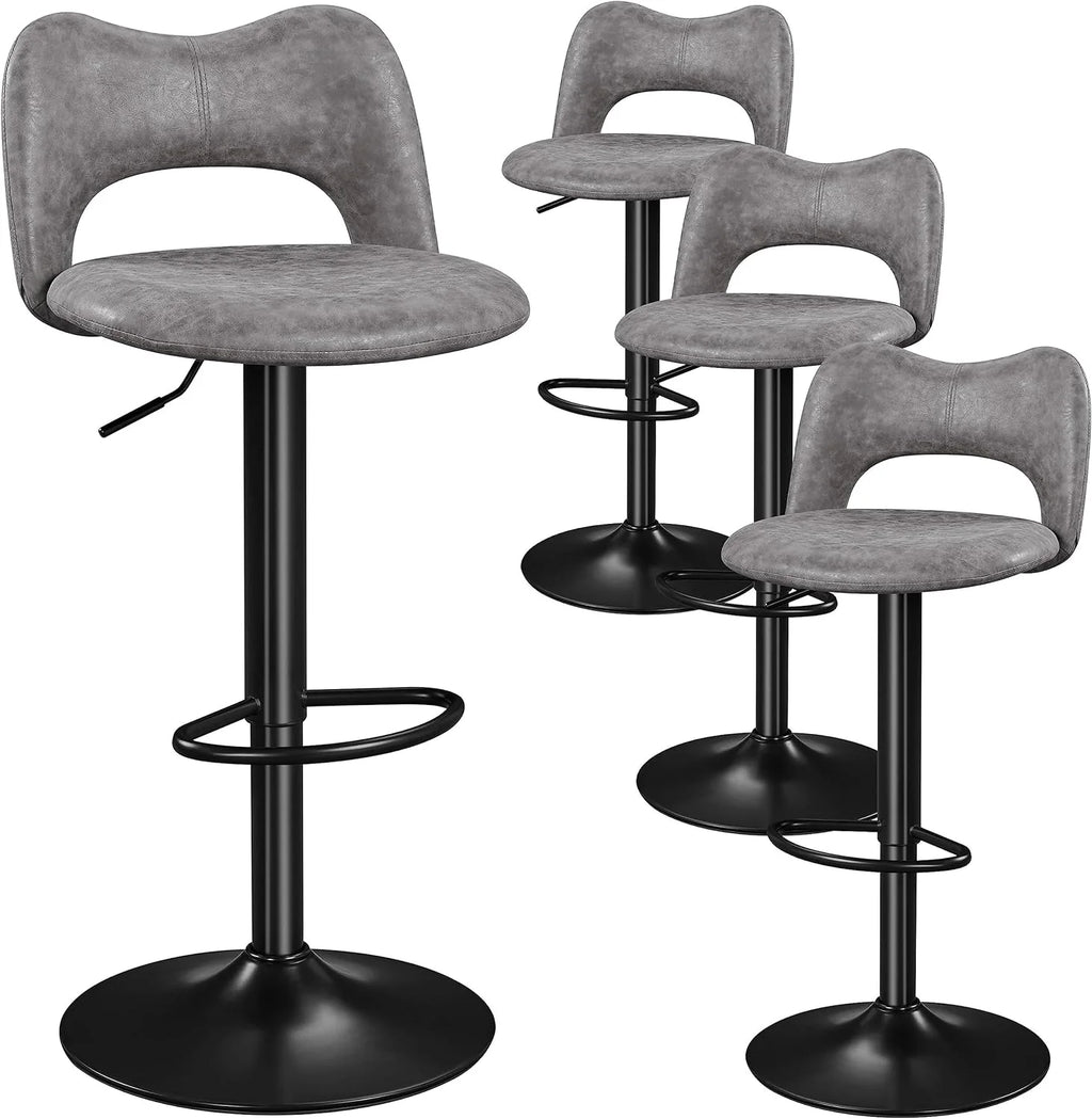Grey Adjustable Swivel Bar Stools Set of 4 N555162