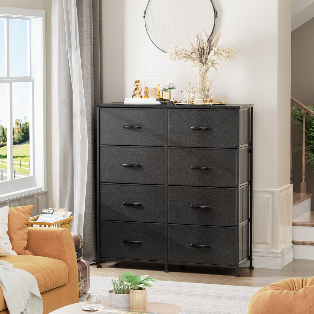 5 Drawer Fabric Dresser with Wood Top C800426