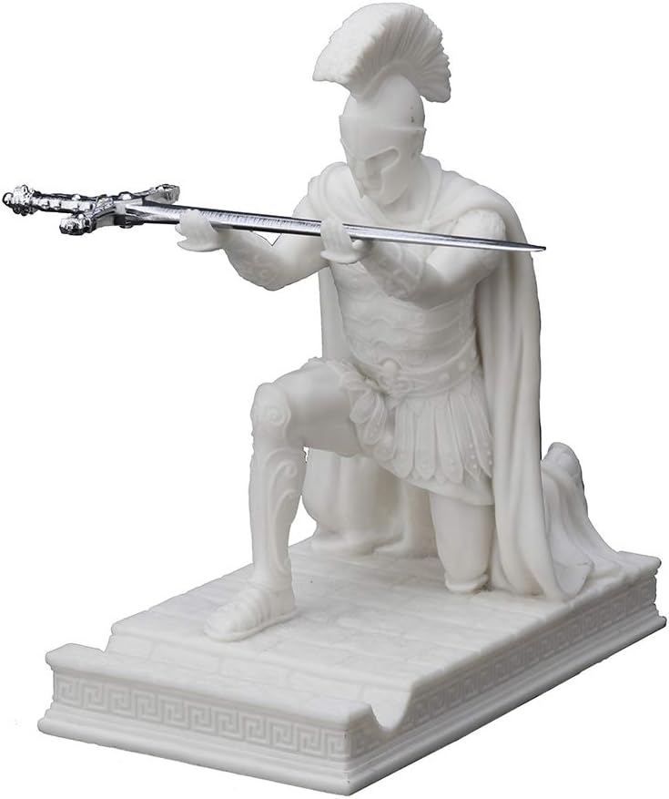 Resin Cast Marble Finish Roman Centurion Pen Holder with Letter Opener B38113