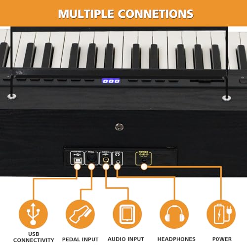 88 Key Weighted Keyboard with Hammer Action, 2x30W Speakers, Adjustable Stand, Carrying Case, Sustain Pedal, Headphone, Black X304889