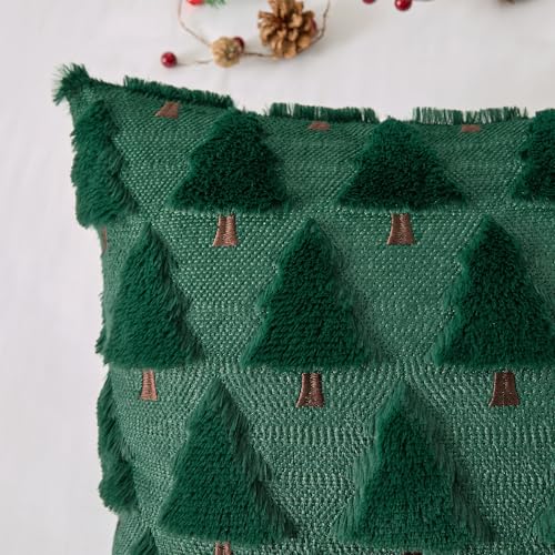 Dark Green 18x18 Inch Set of 2 Plush Faux Fur Throw Pillow Covers B95410