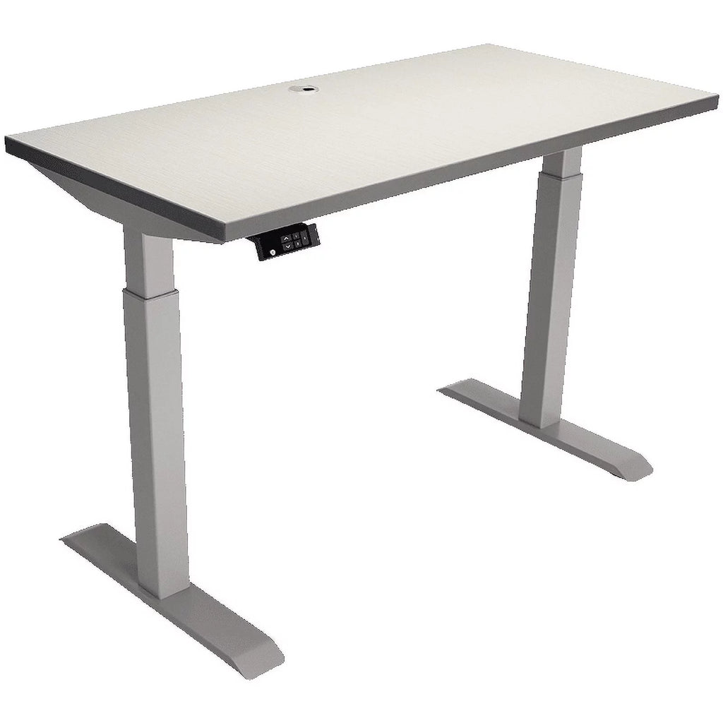 Electric Height Adjustable Desk 48"x24" Brushed Silver Frame Grey Top Z8962