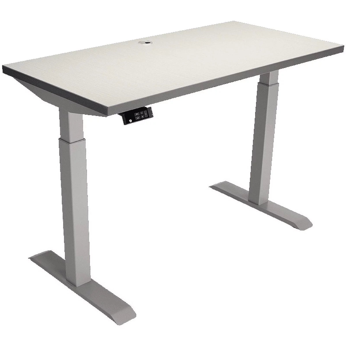 Electric Height Adjustable Desk 48"x24" Brushed Silver Frame Grey Top Z8962