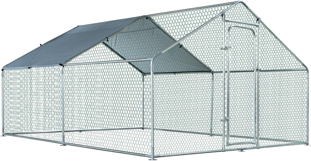 Large Metal Chicken Coop 3 Rooms Walk-in Enclosure 10' x 20' x 6.5' P5769