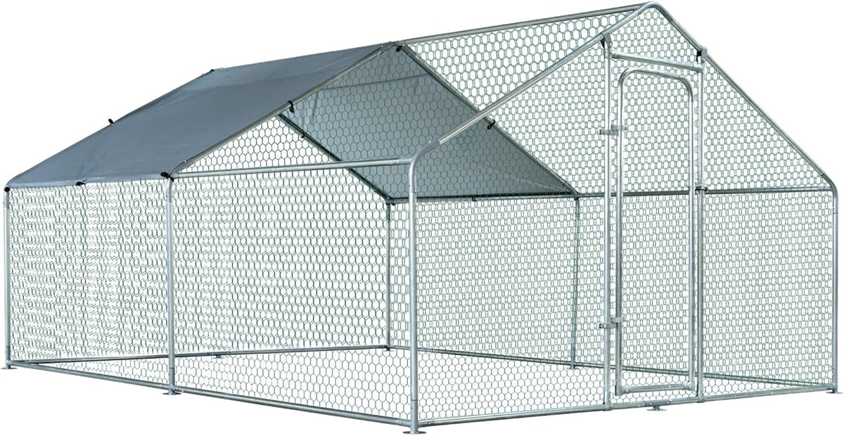 Large Metal Chicken Coop 3 Rooms Walk-in Enclosure 10' x 20' x 6.5' P5769