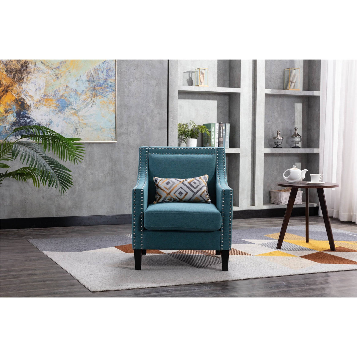 Orange Accent Armchair with Solid Wood Legs V32795