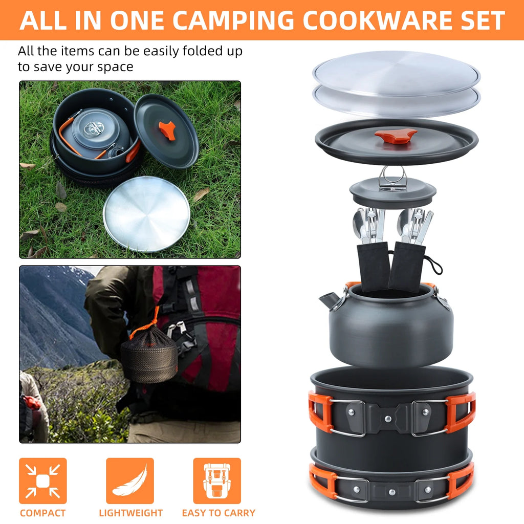 16pcs Camping Cookware Set with Pot and Pan L37503