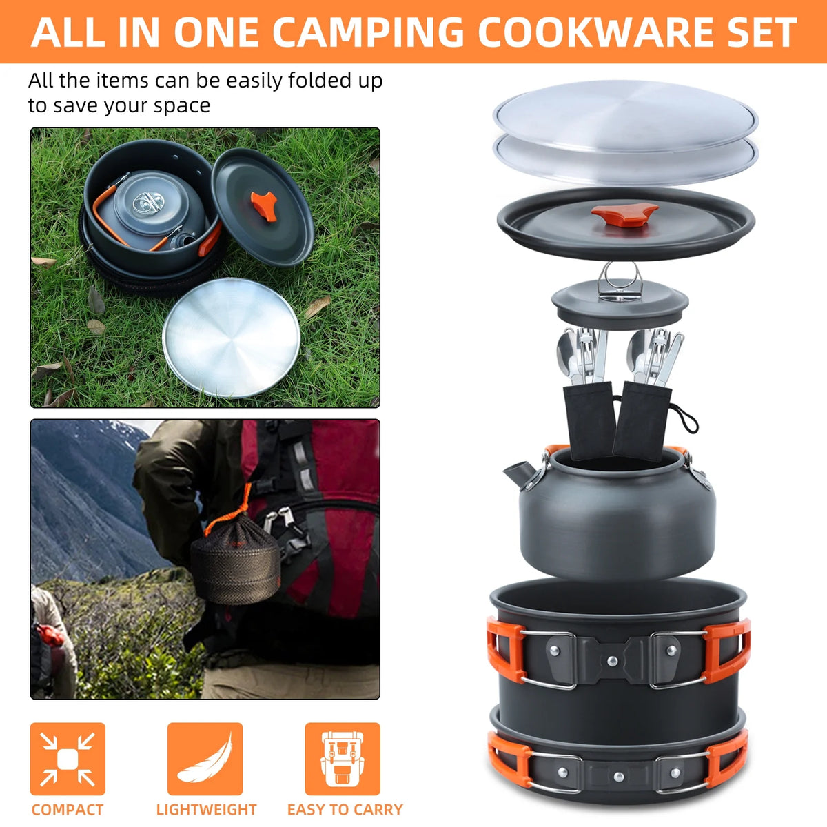 16pcs Camping Cookware Set with Pot and Pan L37503