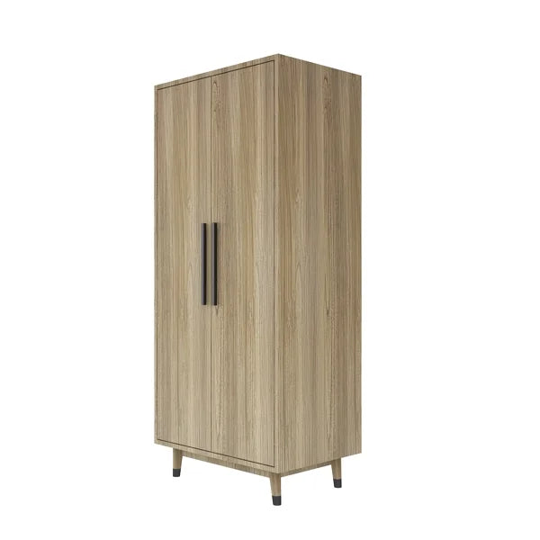 2 Doors Wardrobe Closet & Cabinet with Hanging Rail Q821063