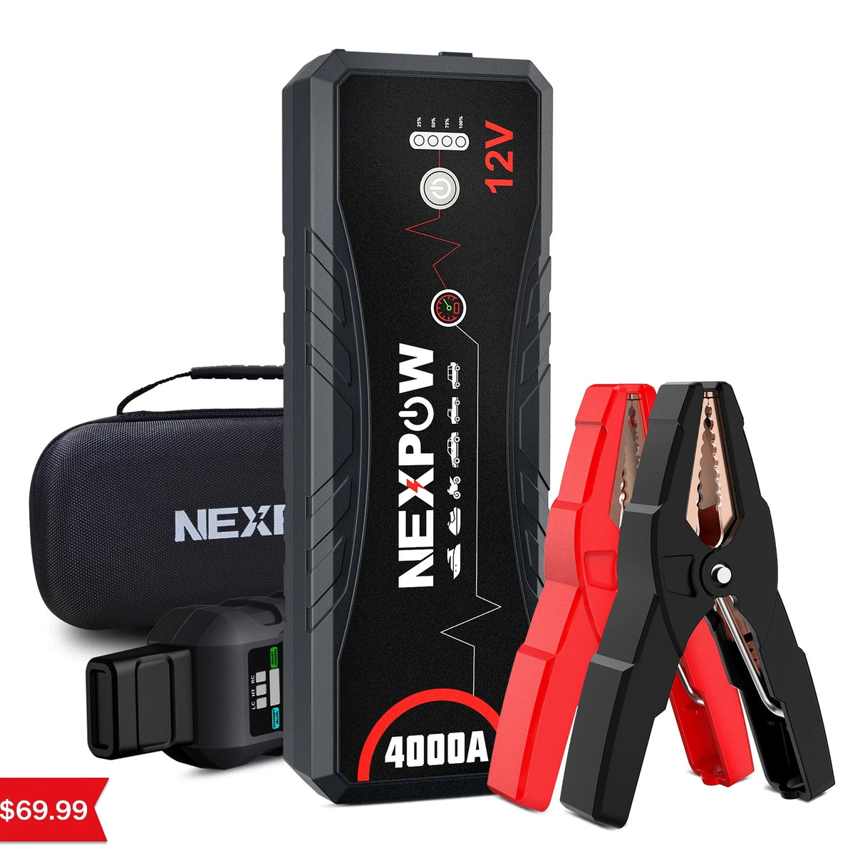 4000A Peak 24000mAh 12V Portable Jump Starter with LED Light B382534