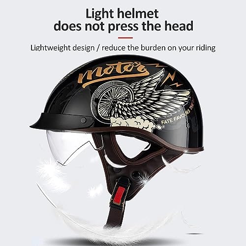 Retro Half Helmets Open Face Sun Visor Quick Release Buckle Adjustable DOT Approved X300137