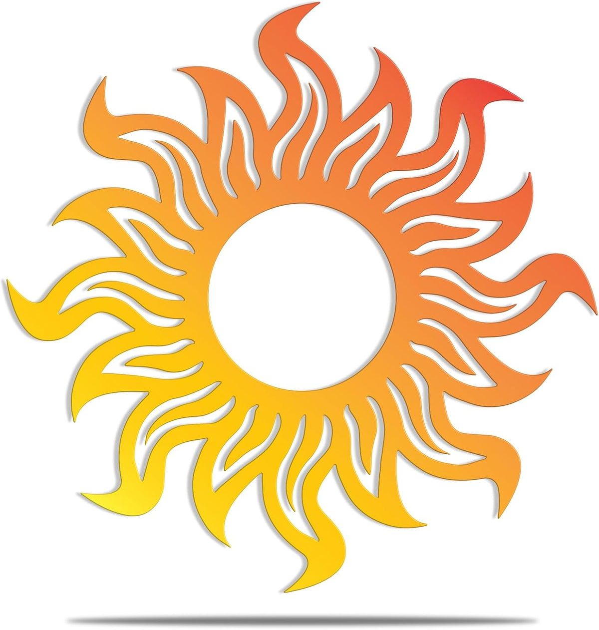 Large Bright Yellow Orange Metal Sunburst Wall Art G6318