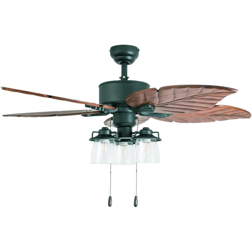Aged Bronze LED Lighted Ceiling Fan with Hand-Carved Blades N407334