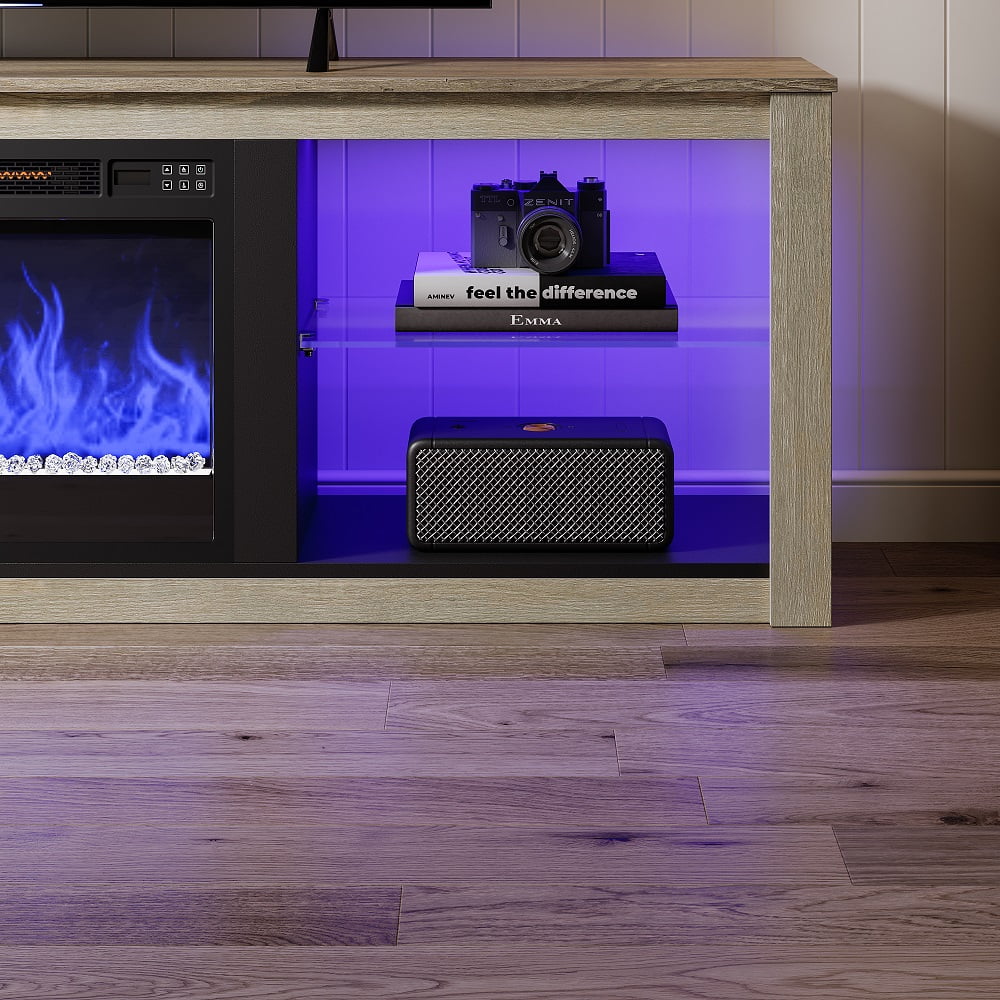 Wash White+Grey Electric Fireplace TV Stand L25849