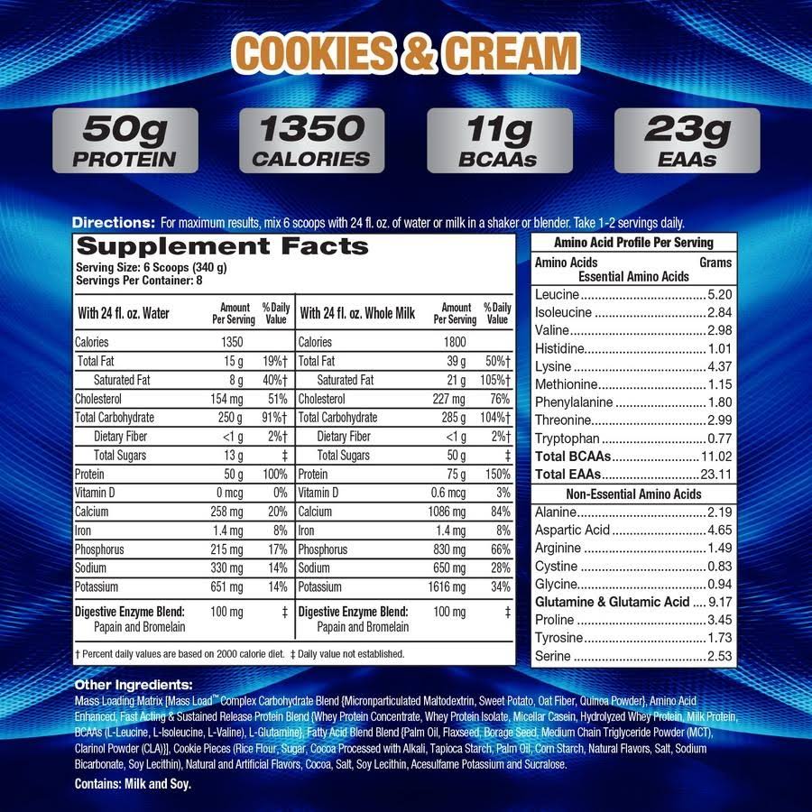 12lbs Cookies & Cream Mass Gainer O875