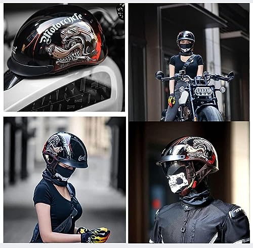 Retro Half Helmets Open Face Sun Visor Quick Release Buckle Adjustable DOT Approved X300137
