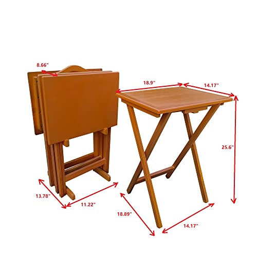 Set of 4 Solid Wood Folding TV Tray Table K55076