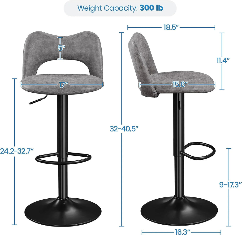 Grey Adjustable Swivel Bar Stools Set of 4 N555162