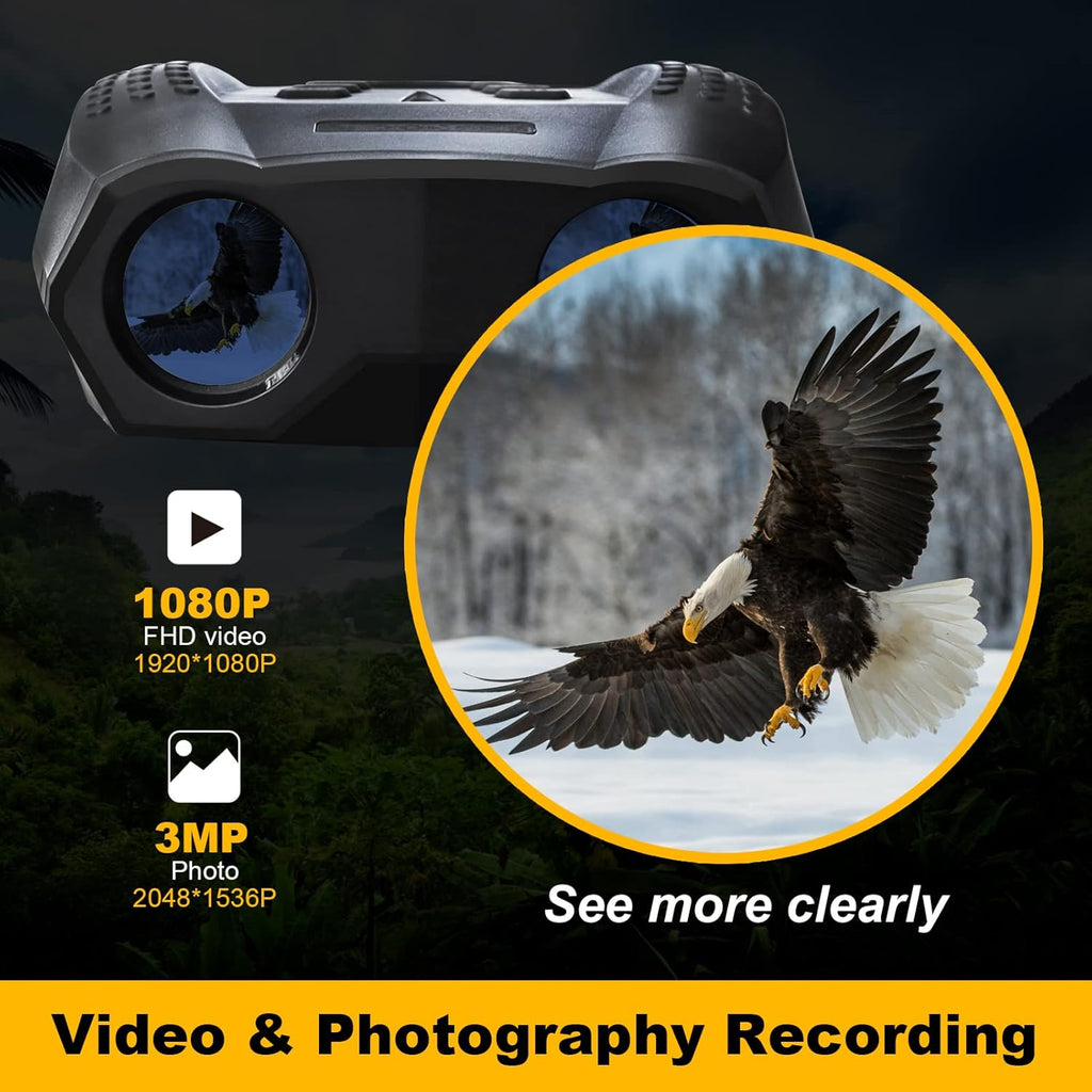 Night Vision Binoculars, 1900ft Viewing Range, 1080P U89715