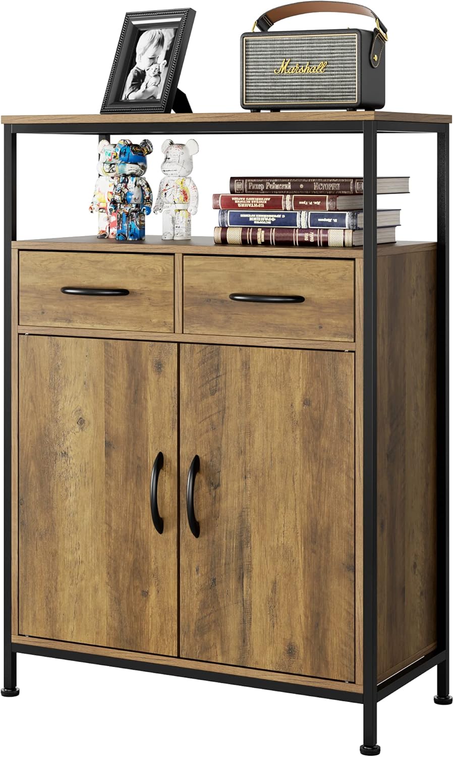 Industrial Storage Cabinet with Fabric Drawers and Doors Q730794