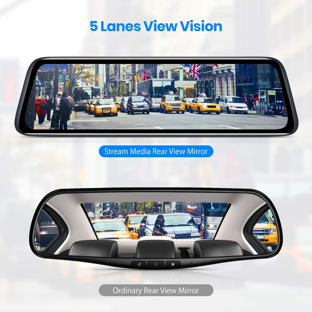 Rear View Mirror Camera with 9.35'' Touch Screen, Dual 1080P Night Vision W6771