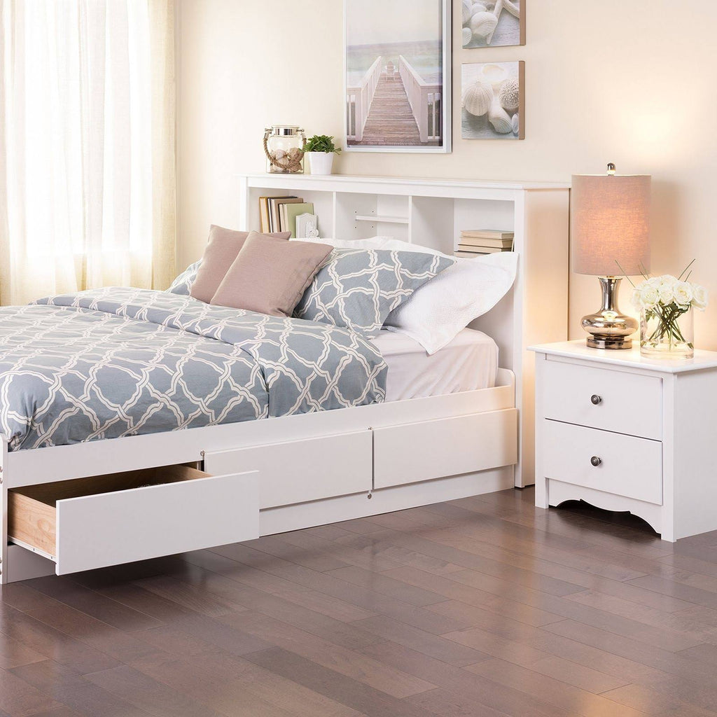 White Full/Queen Bookcase Headboard L1848