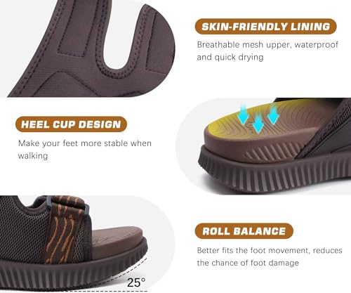 Mens Orthotic Sandals Athletic Recovery Sport Slides Adjustable Strap Open Toe Walking Sandals H53506