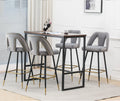 Velvet Upholstered Bar Stools with Back 30 inch Seat Height Set of 4 W3929