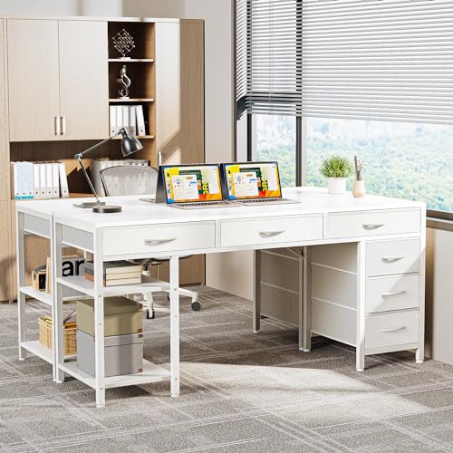 54 Inch Computer Desk with 6 Drawers and Shelves P223