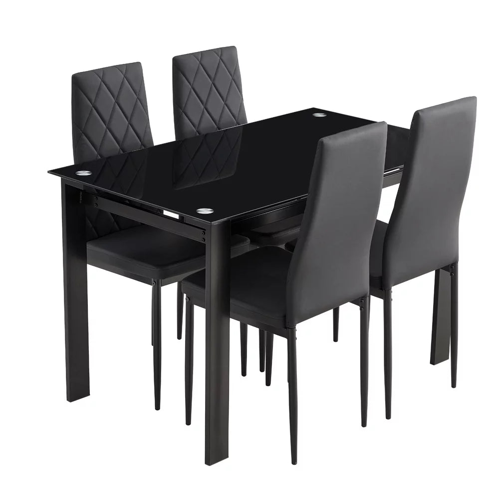 Black 5 Piece Dining Table Set for 4 P486606
