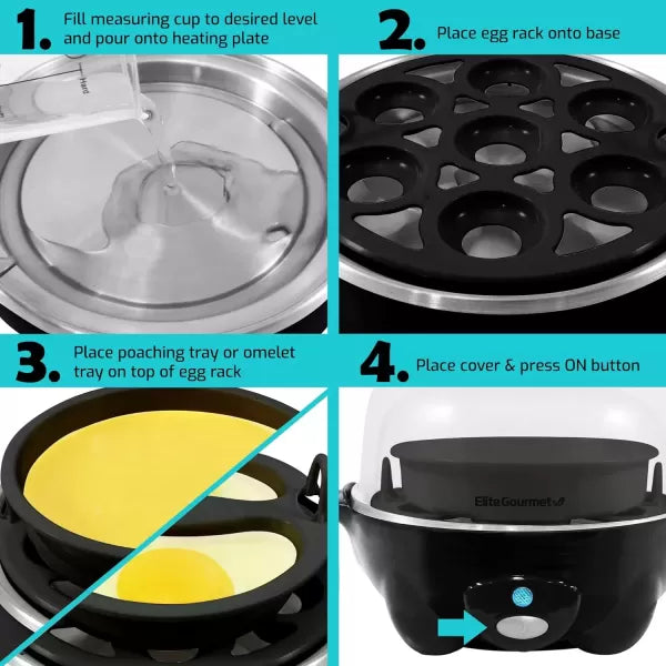 Black 7 Egg Capacity Electric Egg Cooker K765