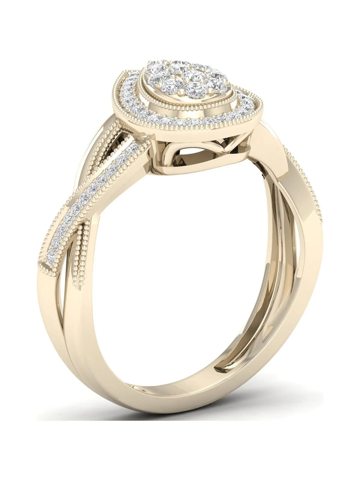 Pear Shape Cluster Halo Promise Ring T7306
