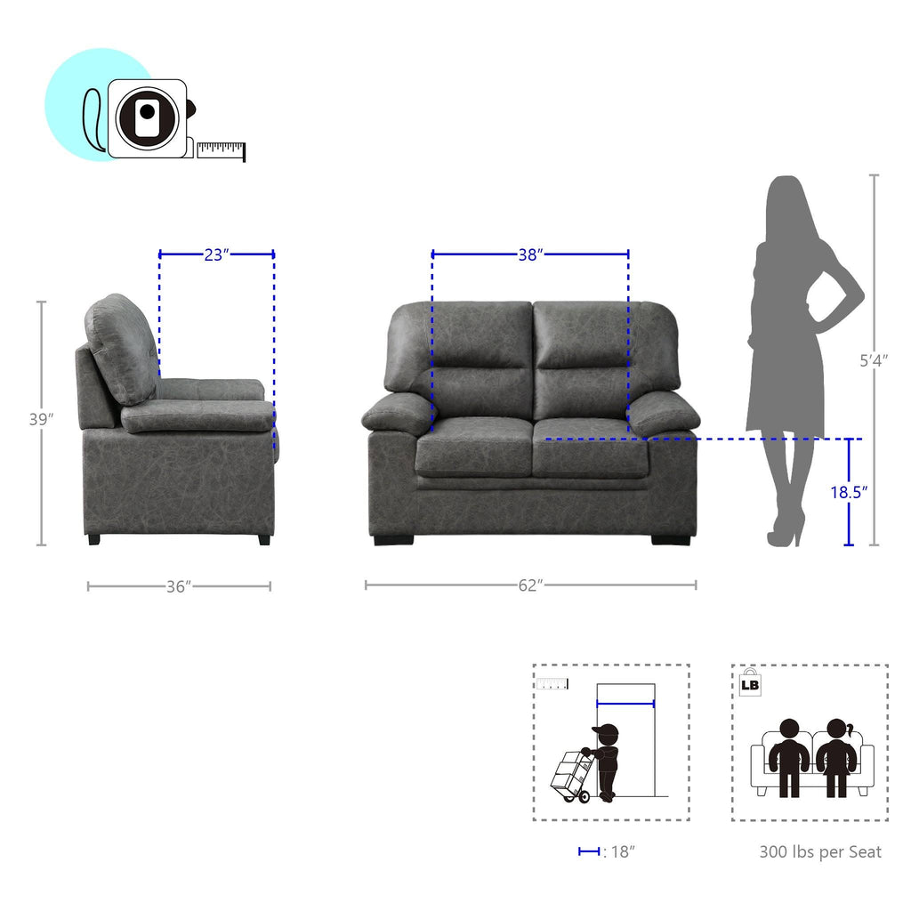 Dark Grey Loveseat D9254