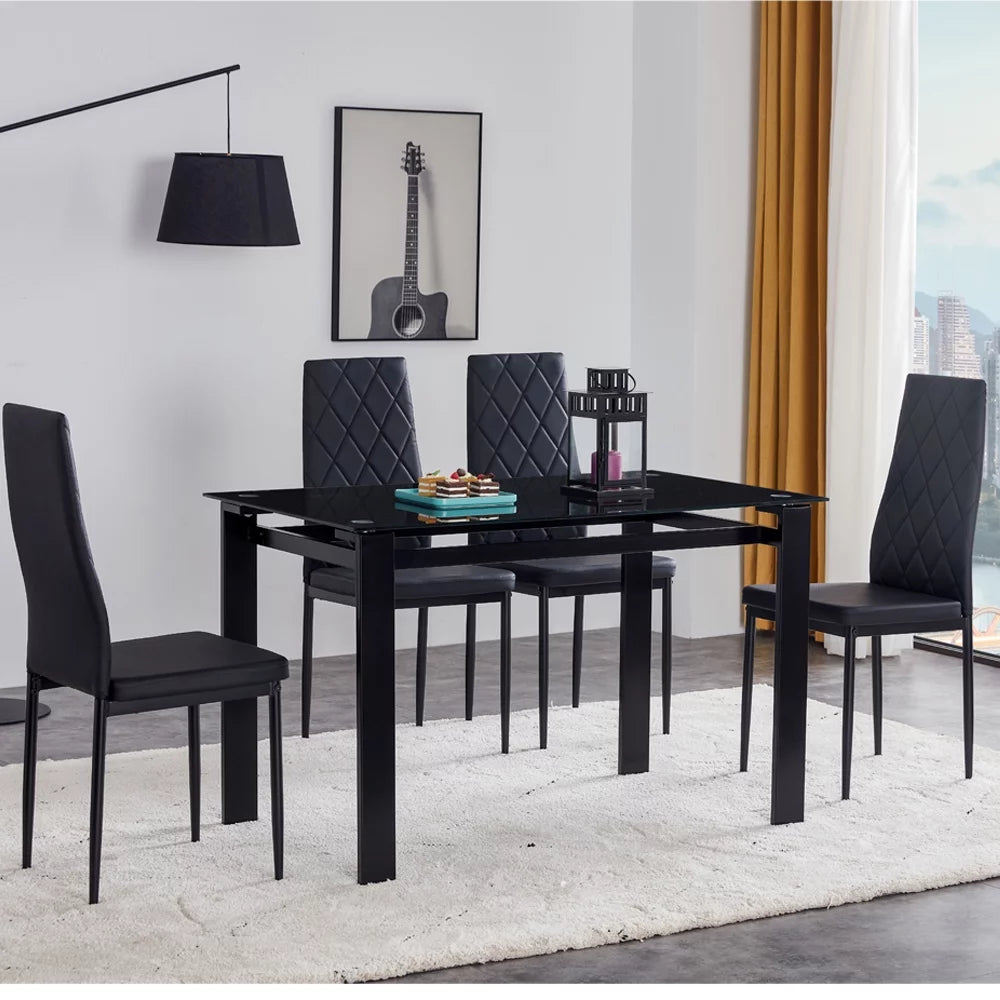Black 5 Piece Dining Table Set for 4 P486606