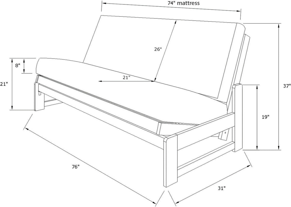 Mocha Full Size Futon Frame with Mattress C9100