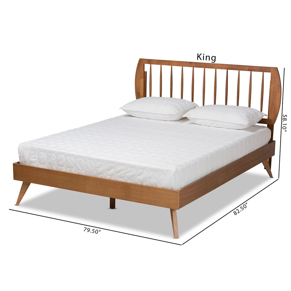 Queen Walnut Brown Engineered Wood Platform Bed G282