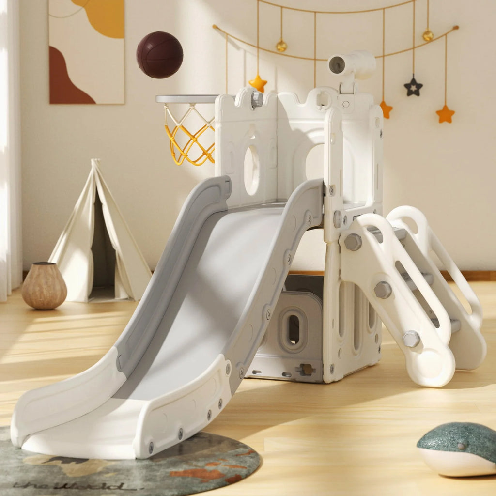 Blue Toddler Slide and Climber Set with Basketball Hoop K1131