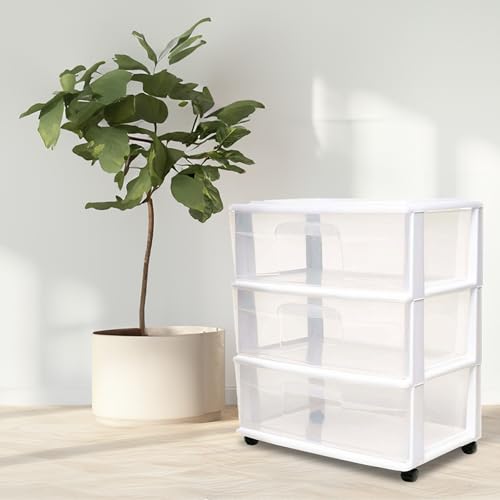 3-Tier Clear Plastic Storage Organizer Cart with Wheels V24507