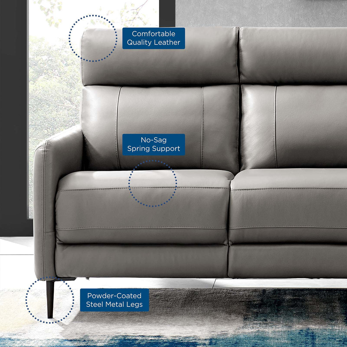 Grey Leather Sofa G2425