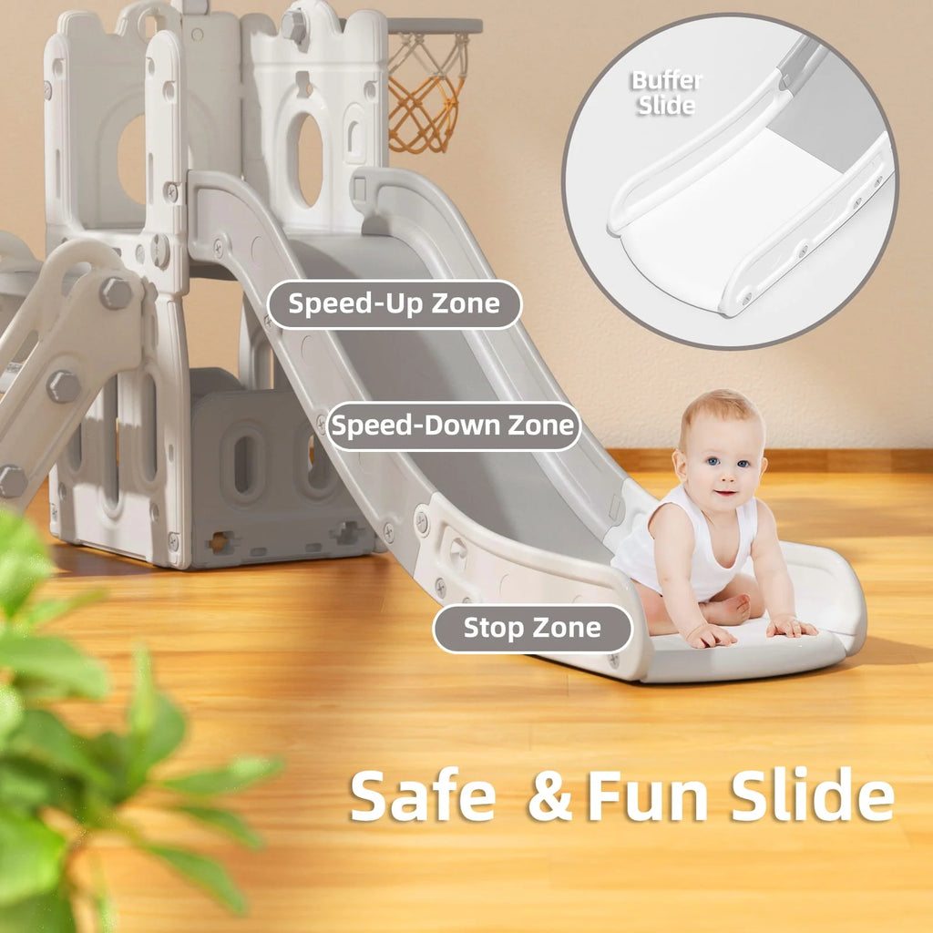 Blue Toddler Slide and Climber Set with Basketball Hoop K1131