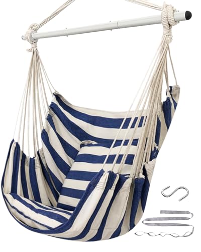 Hammock Chair Swing with Anti-Slip Steel Spread Bar and 2 Cushions V840