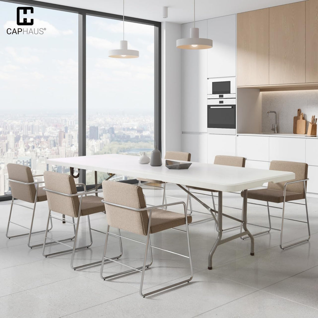 White 47.2 in Folding Table with Carrying Handle B493