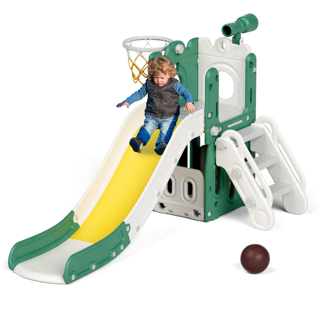 Blue Toddler Slide and Climber Set with Basketball Hoop K1131