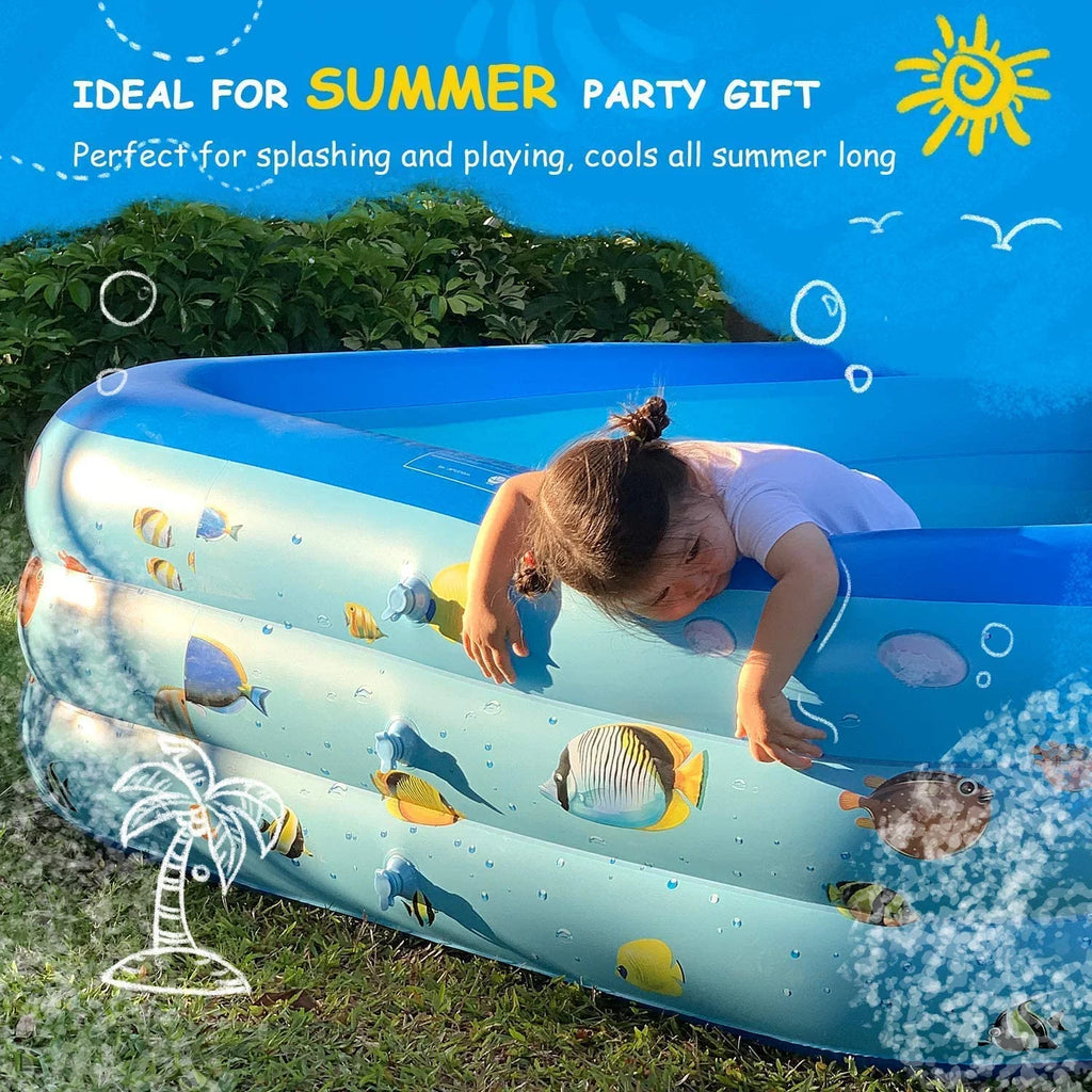 Inflatable Pool, Thickened Kiddie Pool, BPA-Free, 6.9 x 5 x 1.8 ft, Blue A75954