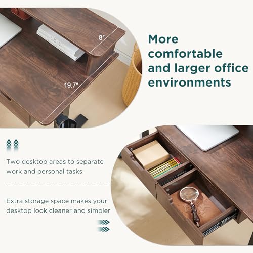 60 Inches L Shaped Electric Standing Desk with Drawers Y65166