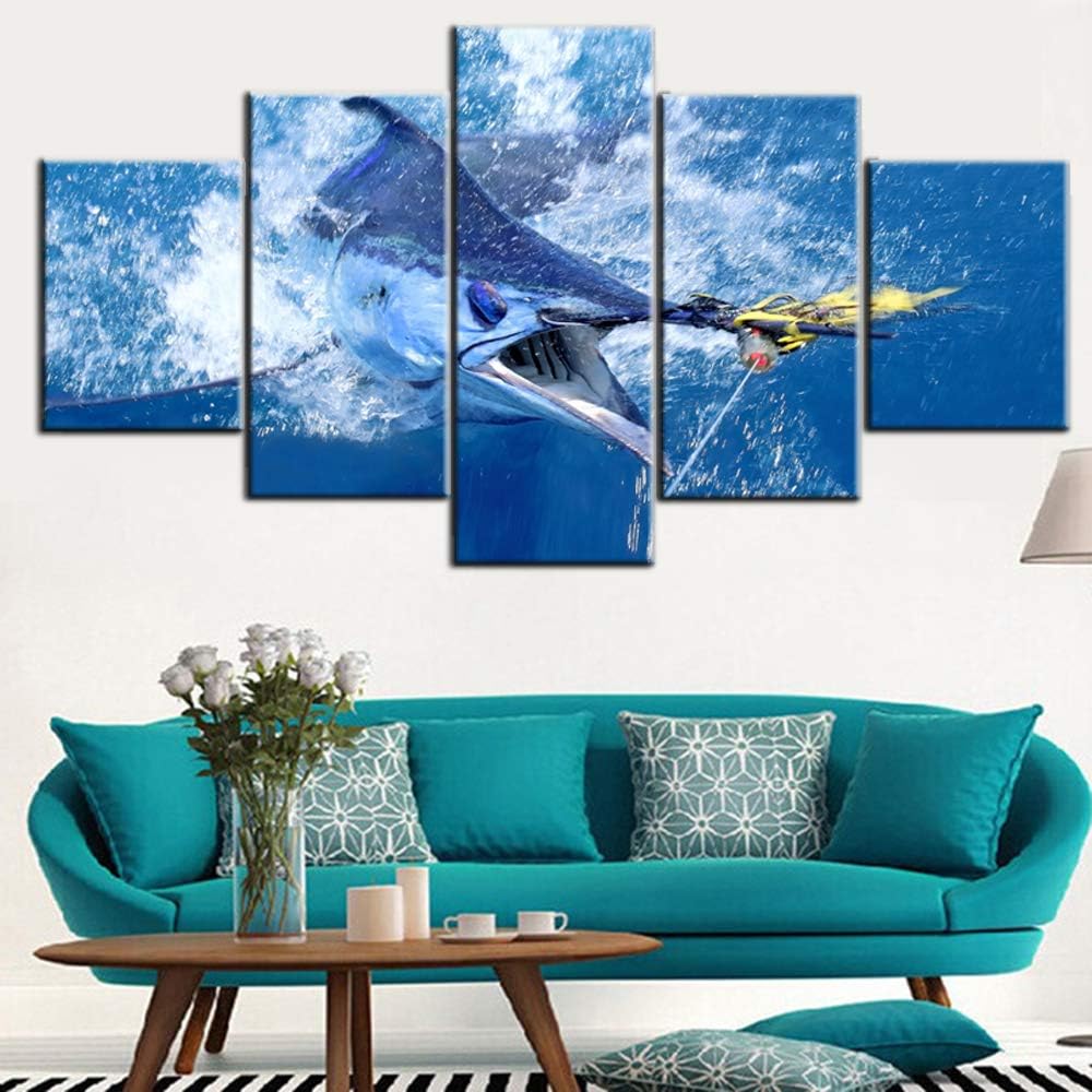 5 Piece Canvas Giclee Framed Wall Art (50''W x 24''H) U614