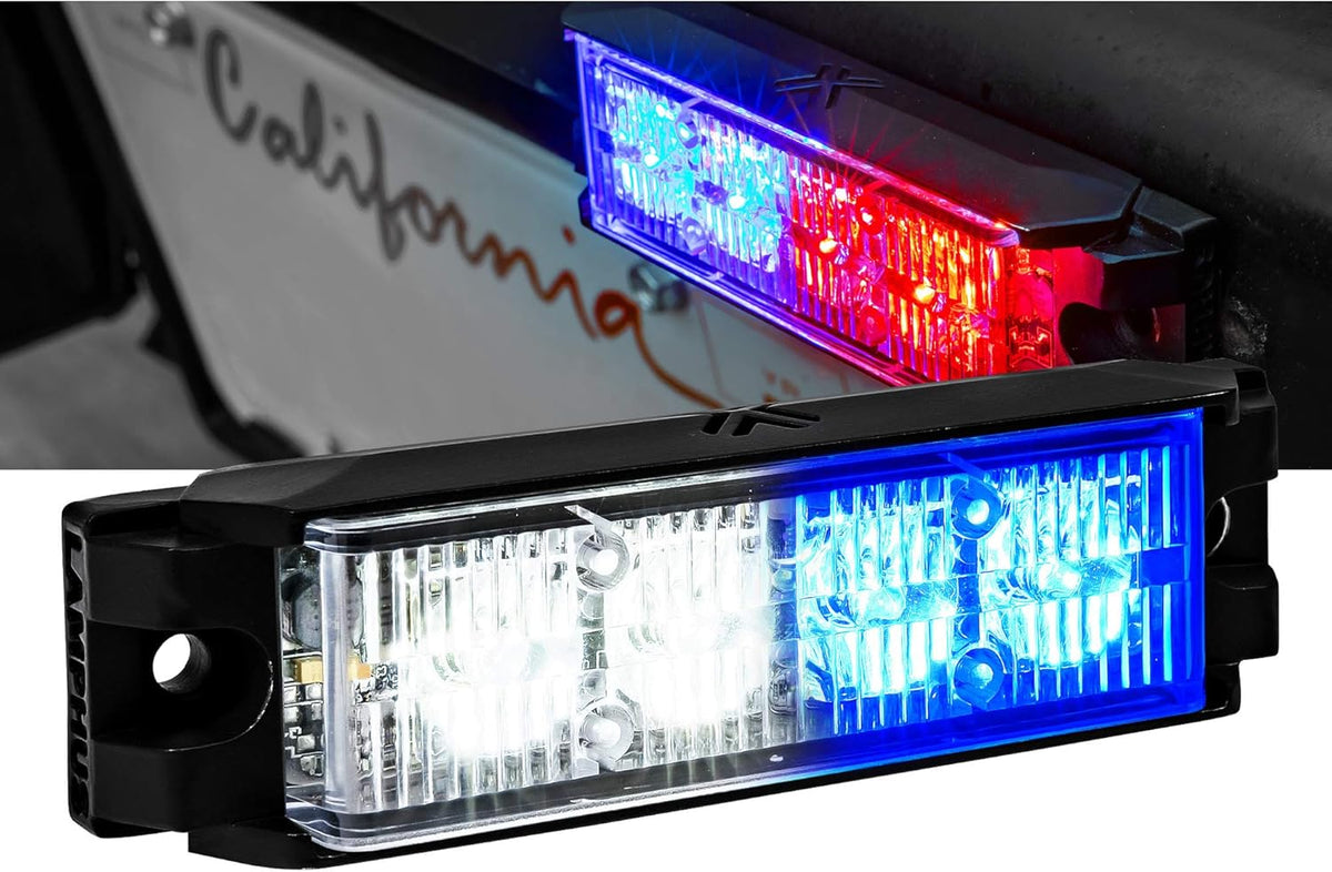 4pc 4" 4W White LED Flashing Strobe Light Head Surface-Mount Emergency Light T39923