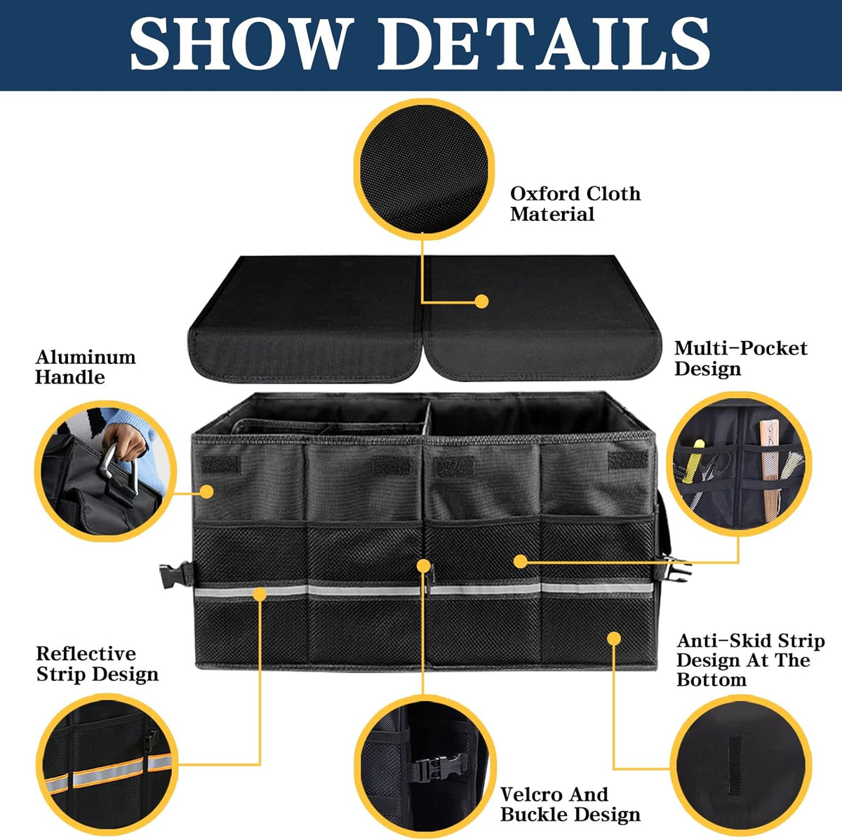 Black Pack of 2 Collapsible Car Trunk Organizer I717275